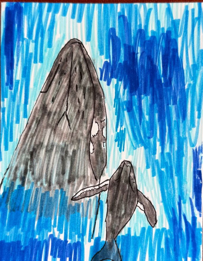 Apr 26, 2025: B'day card from Yash to mom 02 of 04 - Mumma & baby whale
